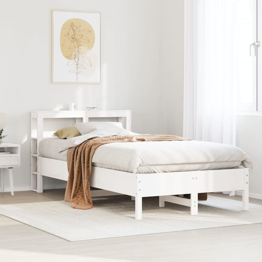 Bedframe zonder matras massief grenenhout wit 75x190 cm