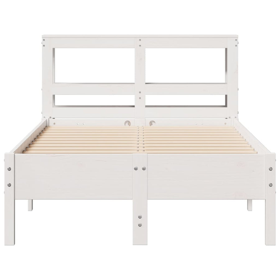 Bedframe zonder matras massief grenenhout wit 75x190 cm
