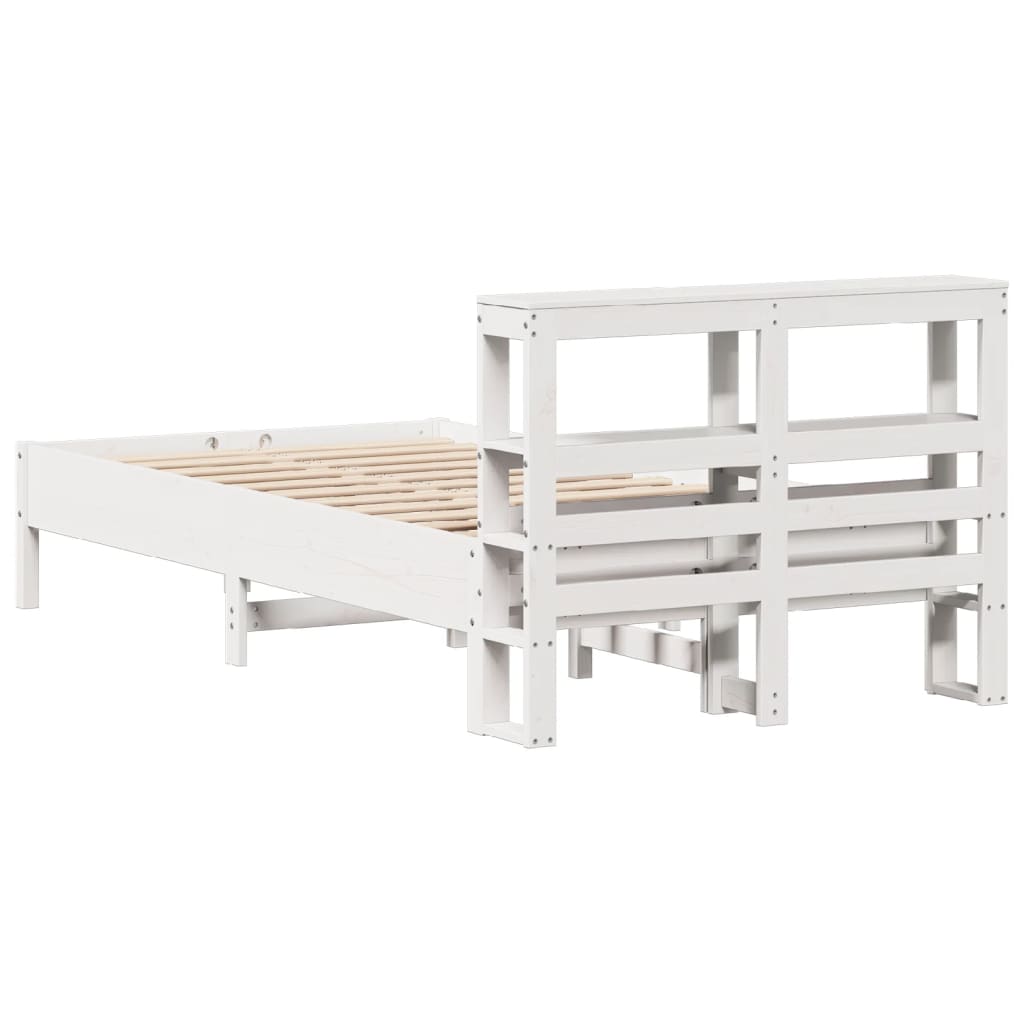 Bedframe zonder matras massief grenenhout wit 75x190 cm