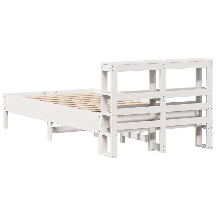 Bedframe zonder matras massief grenenhout wit 75x190 cm