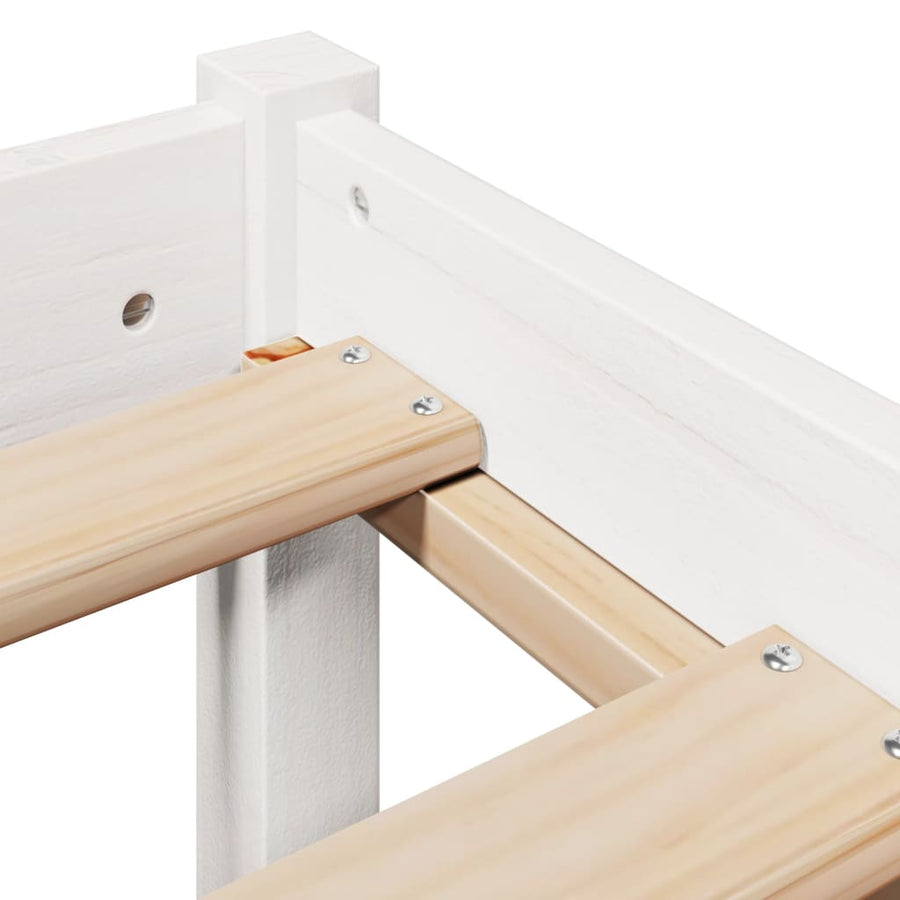 Bedframe zonder matras massief grenenhout wit 75x190 cm