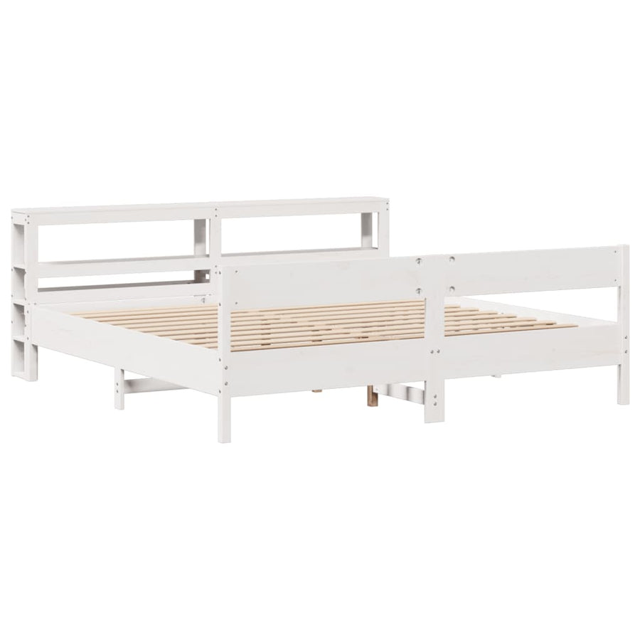 Bedframe zonder matras massief grenenhout wit 200x200 cm