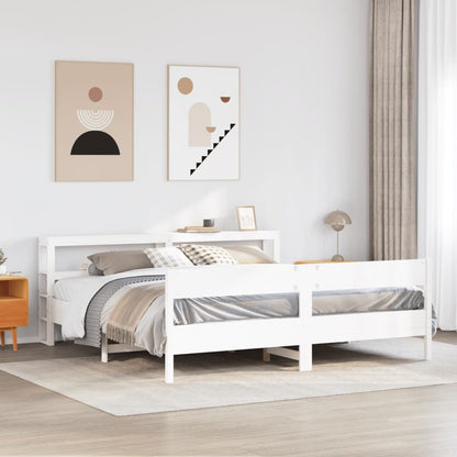 Bedframe zonder matras massief grenenhout wit 200x200 cm