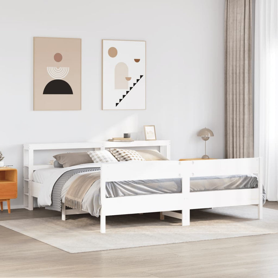 Bedframe zonder matras massief grenenhout wit 200x200 cm