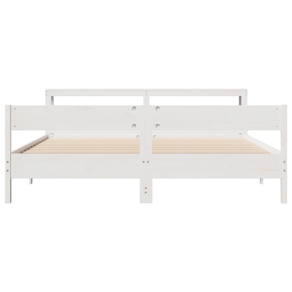 Bedframe zonder matras massief grenenhout wit 200x200 cm