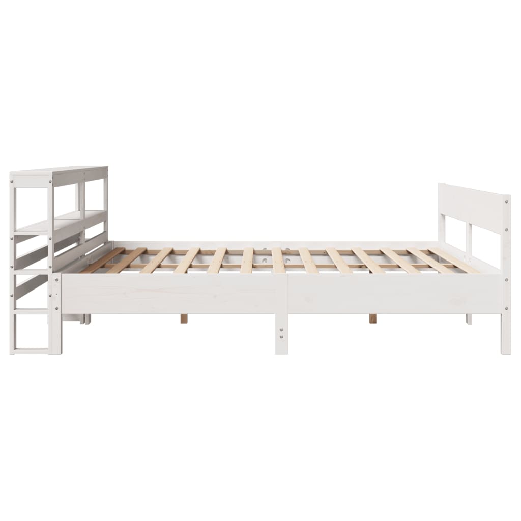 Bedframe zonder matras massief grenenhout wit 200x200 cm
