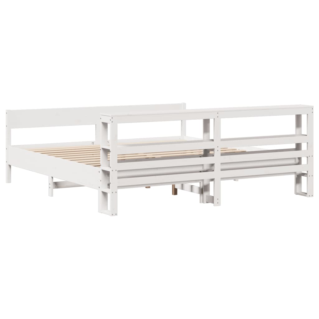 Bedframe zonder matras massief grenenhout wit 200x200 cm