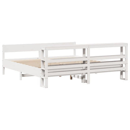 Bedframe zonder matras massief grenenhout wit 200x200 cm