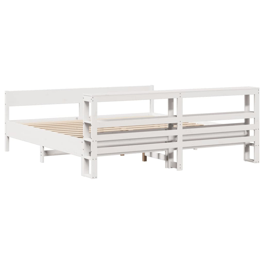 Bedframe zonder matras massief grenenhout wit 200x200 cm