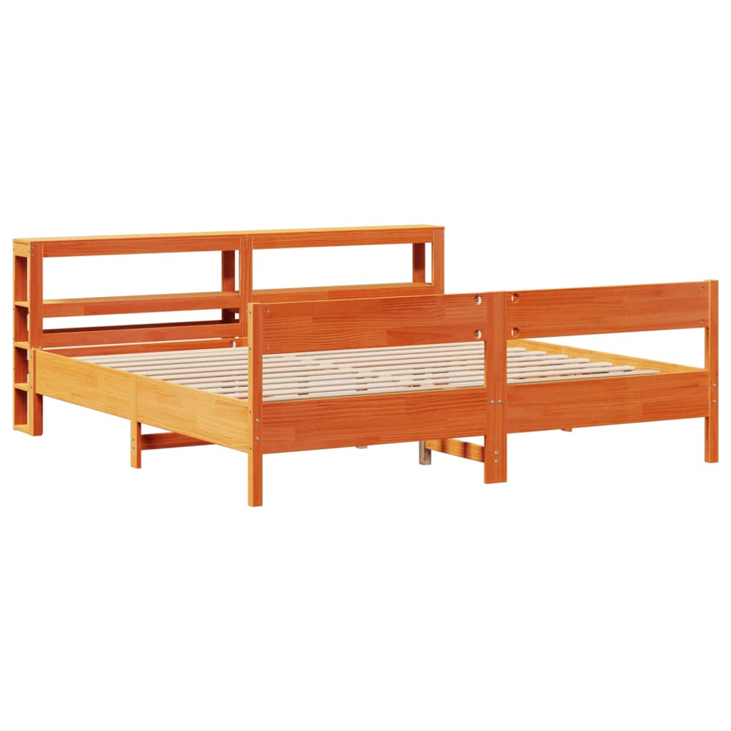 Bedframe zonder matras massief grenenhout wasbruin 200x200 cm