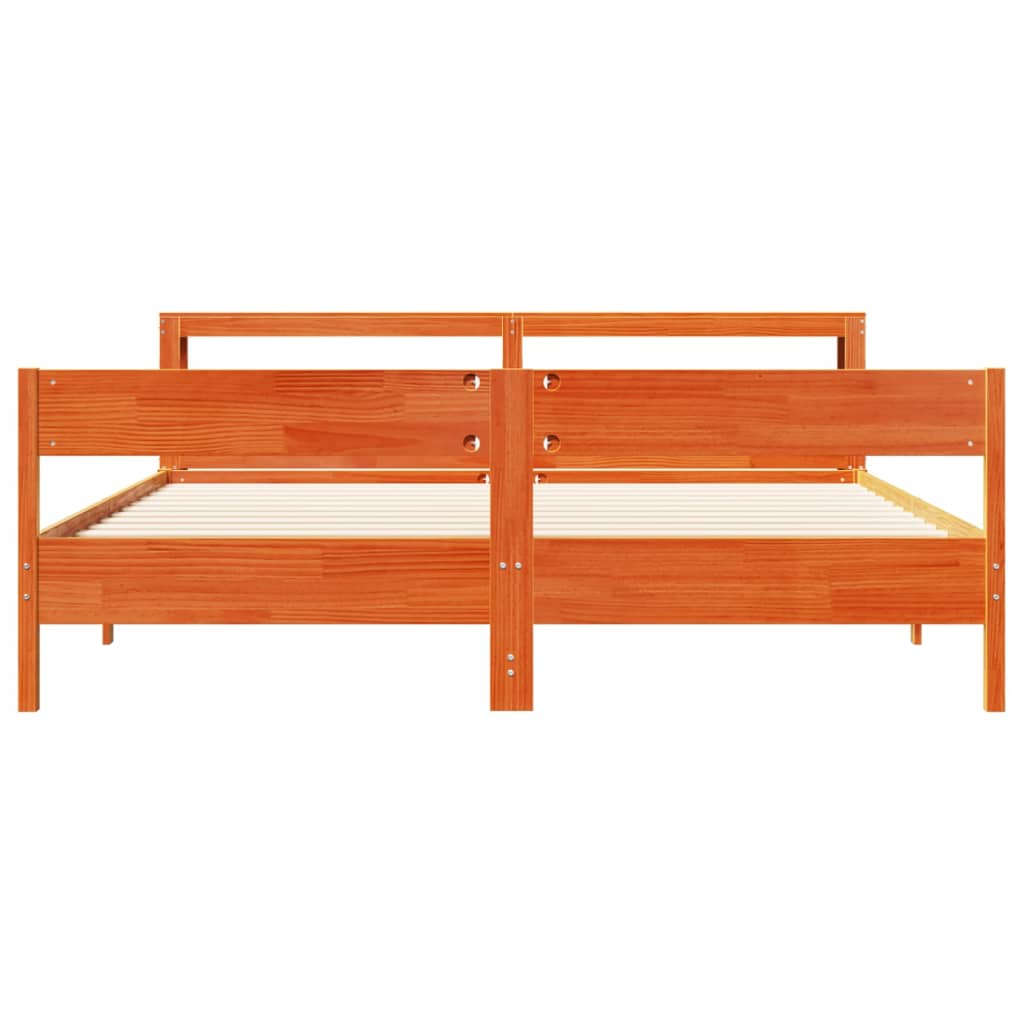 Bedframe zonder matras massief grenenhout wasbruin 200x200 cm