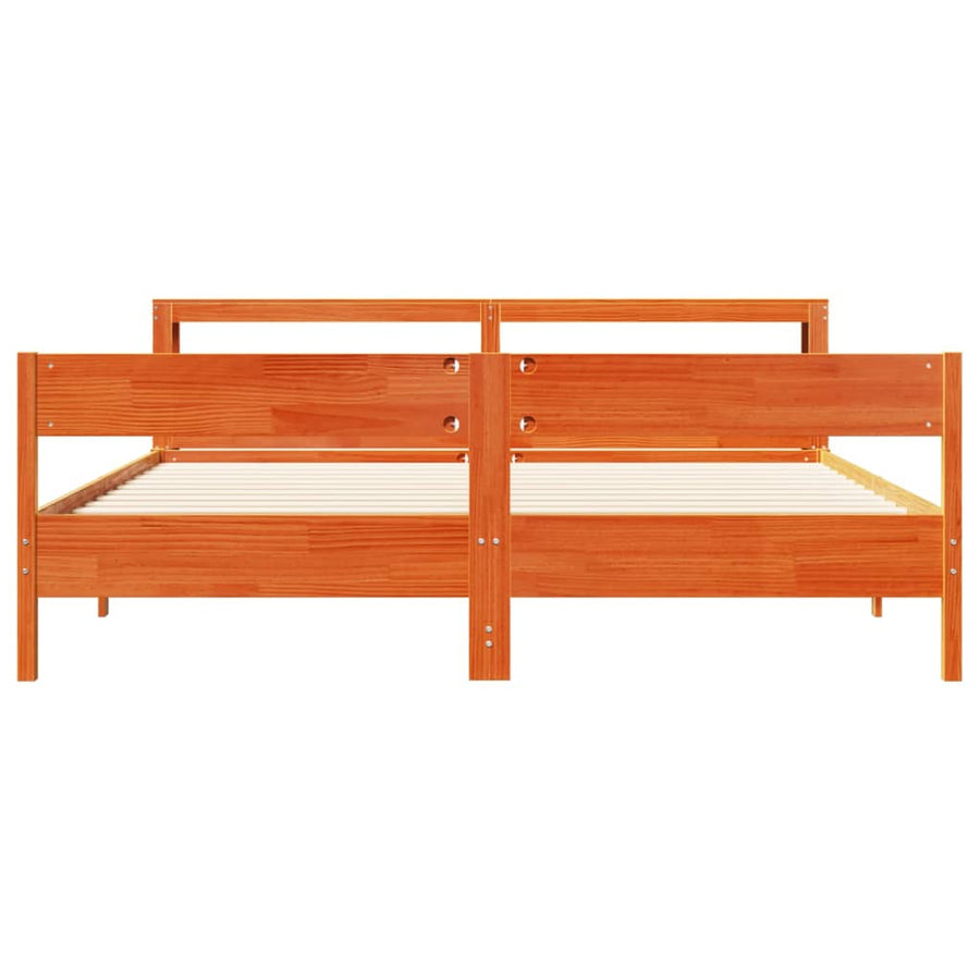 Bedframe zonder matras massief grenenhout wasbruin 200x200 cm