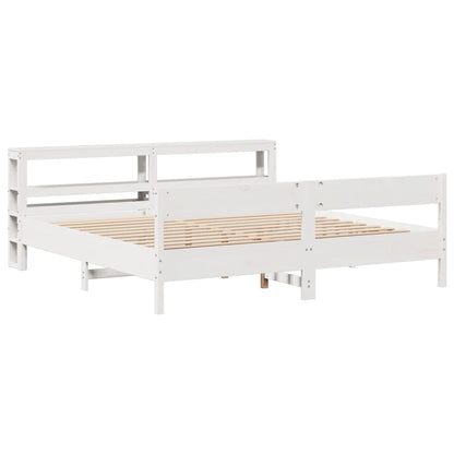 Bedframe zonder matras massief grenenhout wit 180x200 cm