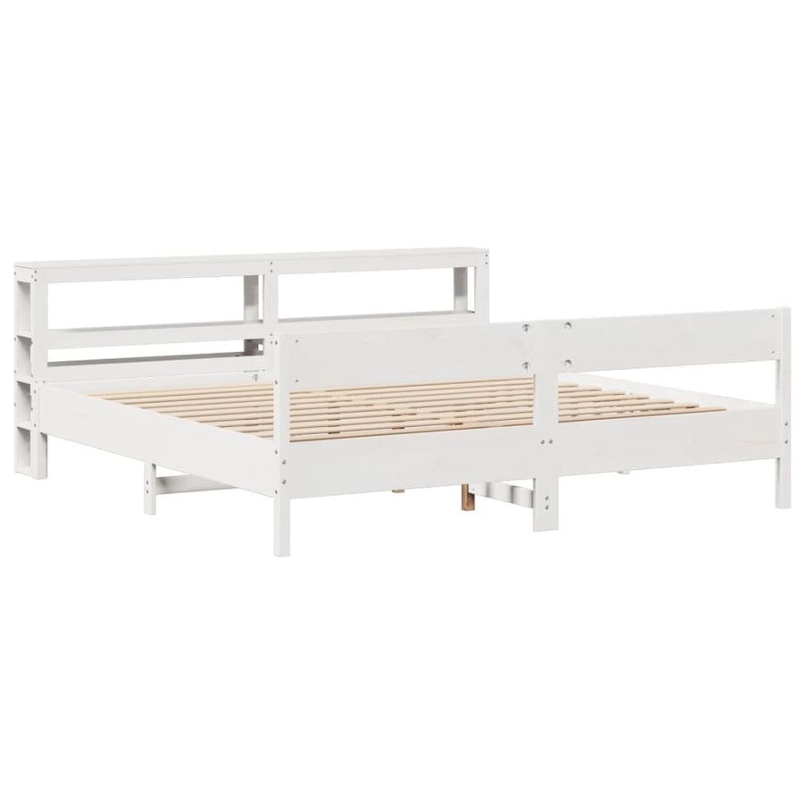 Bedframe zonder matras massief grenenhout wit 180x200 cm