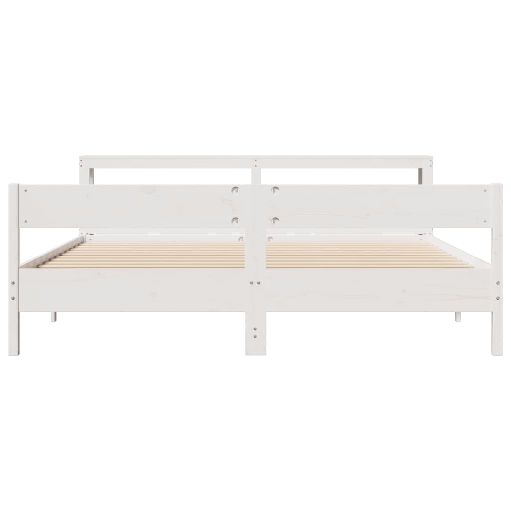 Bedframe zonder matras massief grenenhout wit 180x200 cm