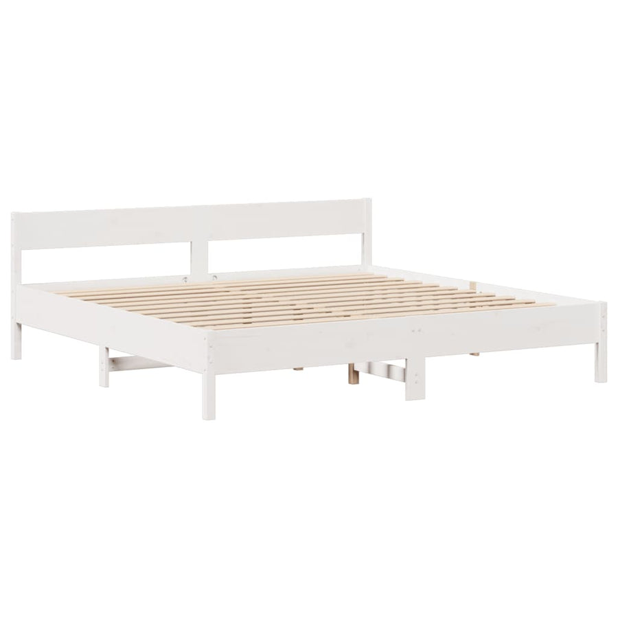 Bedframe zonder matras massief grenenhout wit 180x200 cm