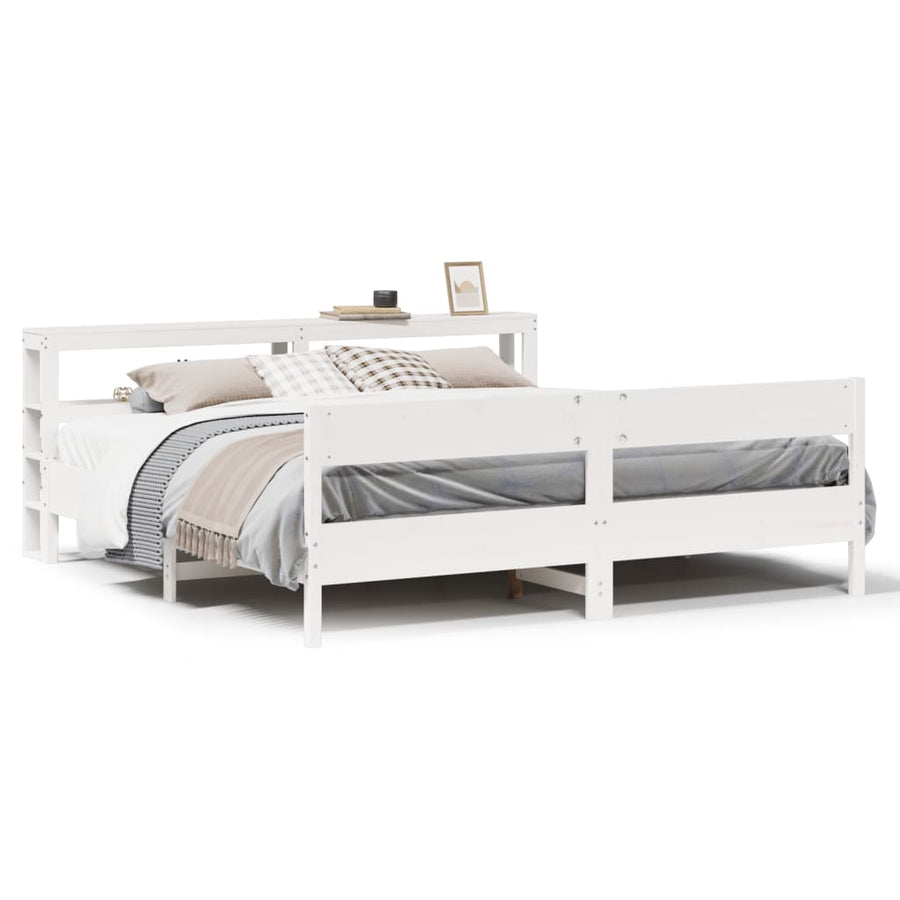 Bedframe zonder matras massief grenenhout wit 180x200 cm