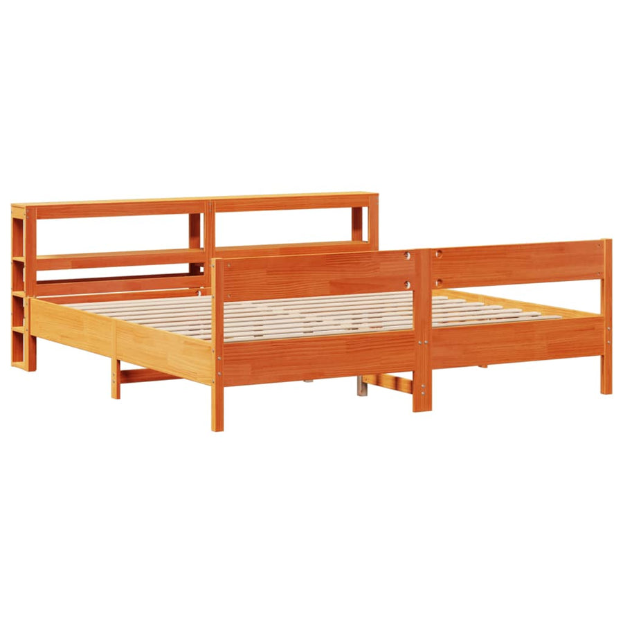 Bedframe zonder matras massief grenenhout wasbruin 180x200 cm