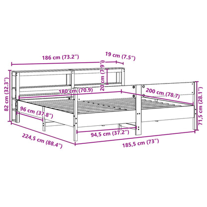 Bedframe zonder matras massief grenenhout wasbruin 180x200 cm