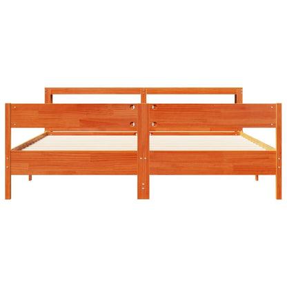 Bedframe zonder matras massief grenenhout wasbruin 180x200 cm