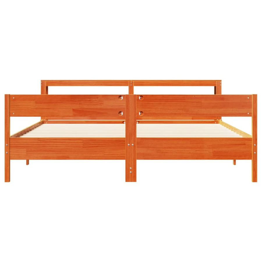 Bedframe zonder matras massief grenenhout wasbruin 180x200 cm