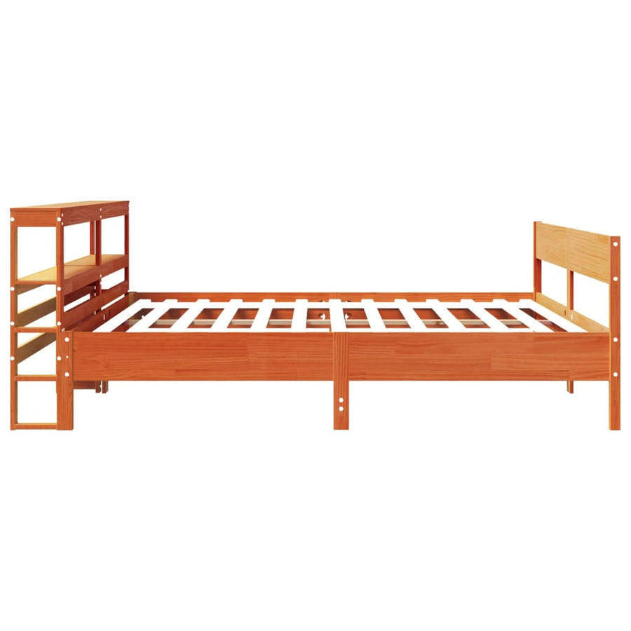 Bedframe zonder matras massief grenenhout wasbruin 180x200 cm