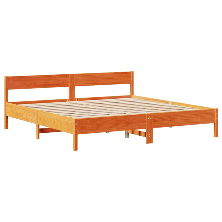 Bedframe zonder matras massief grenenhout wasbruin 180x200 cm