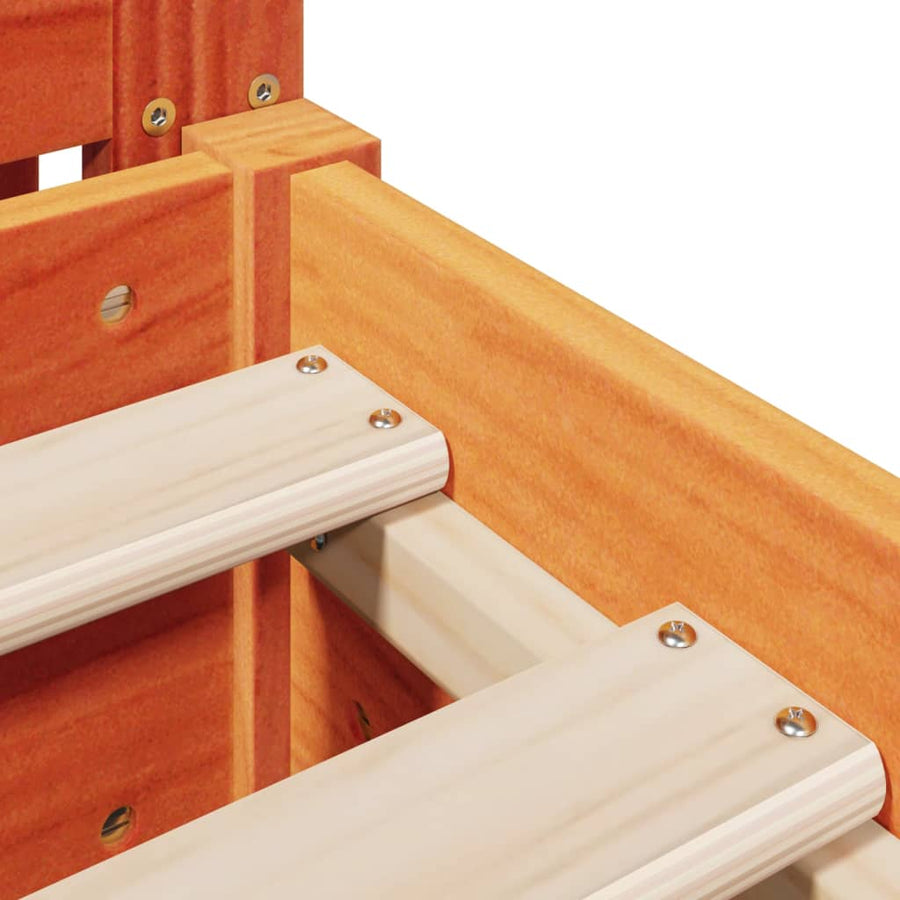 Bedframe zonder matras massief grenenhout wasbruin 180x200 cm