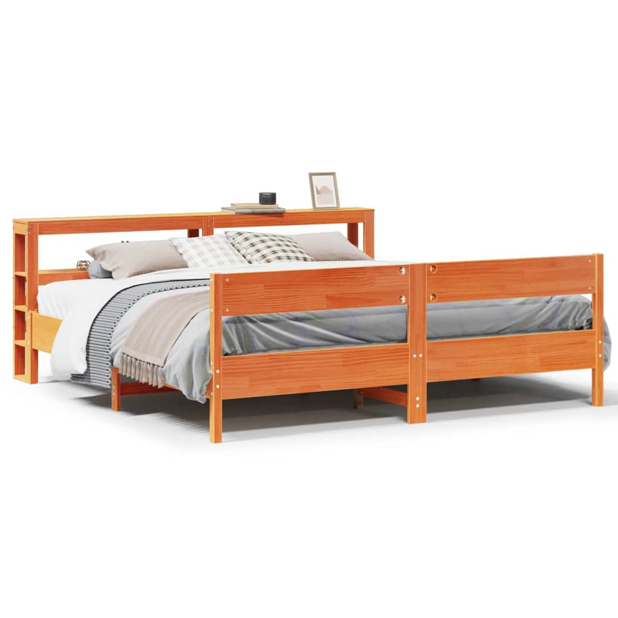 Bedframe zonder matras massief grenenhout wasbruin 180x200 cm