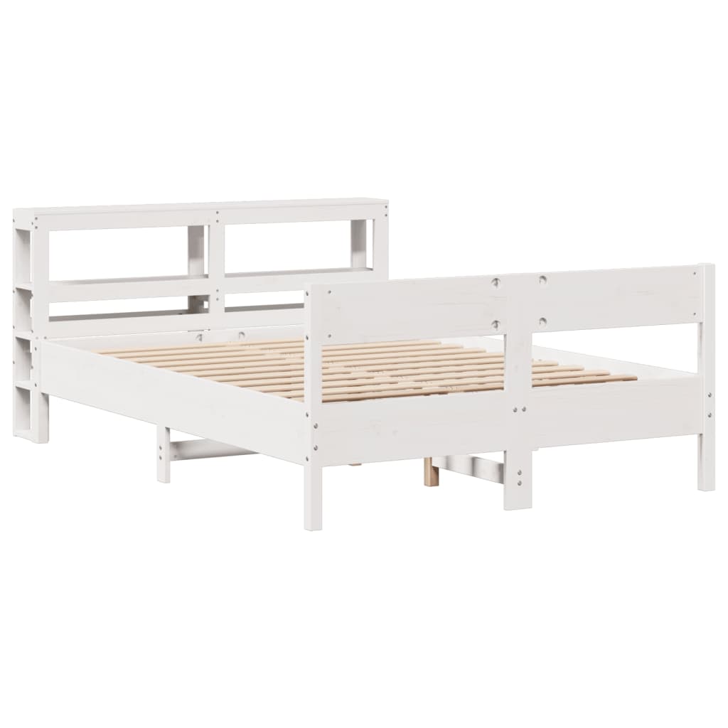 Bedframe zonder matras massief grenenhout wit 160x200 cm