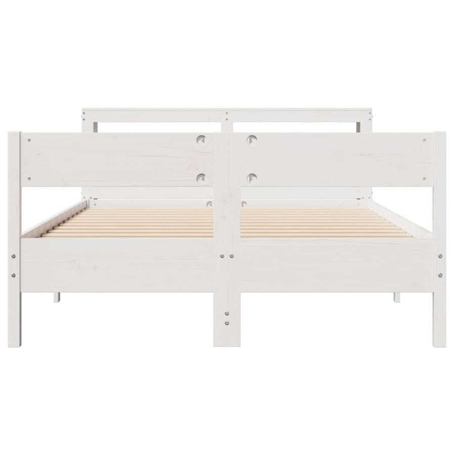 Bedframe zonder matras massief grenenhout wit 150x200 cm