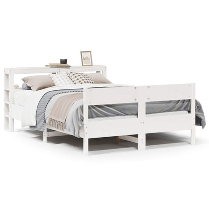 Bedframe zonder matras massief grenenhout wit 150x200 cm