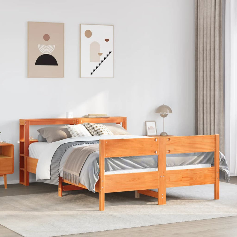 Bedframe zonder matras massief grenenhout wasbruin 150x200 cm