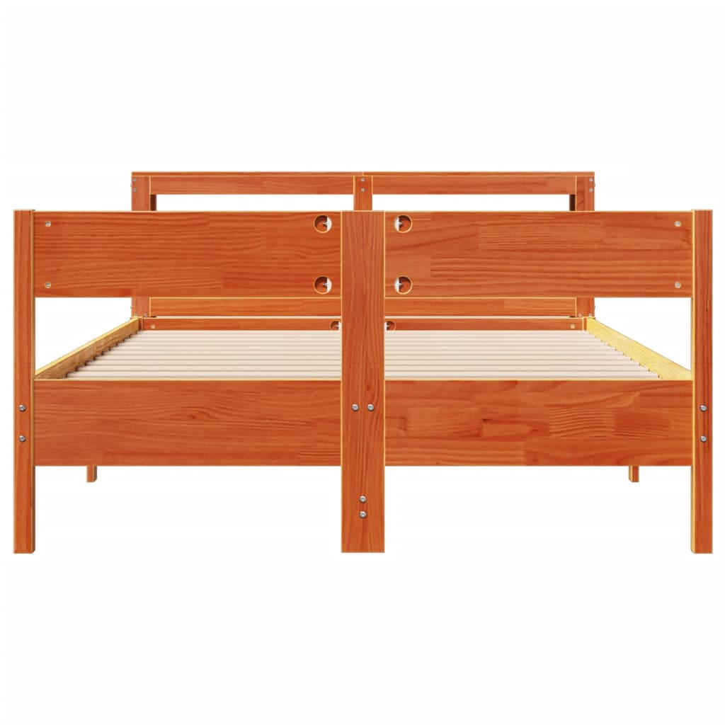 Bedframe zonder matras massief grenenhout wasbruin 150x200 cm