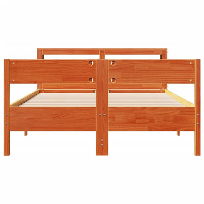 Bedframe zonder matras massief grenenhout wasbruin 150x200 cm