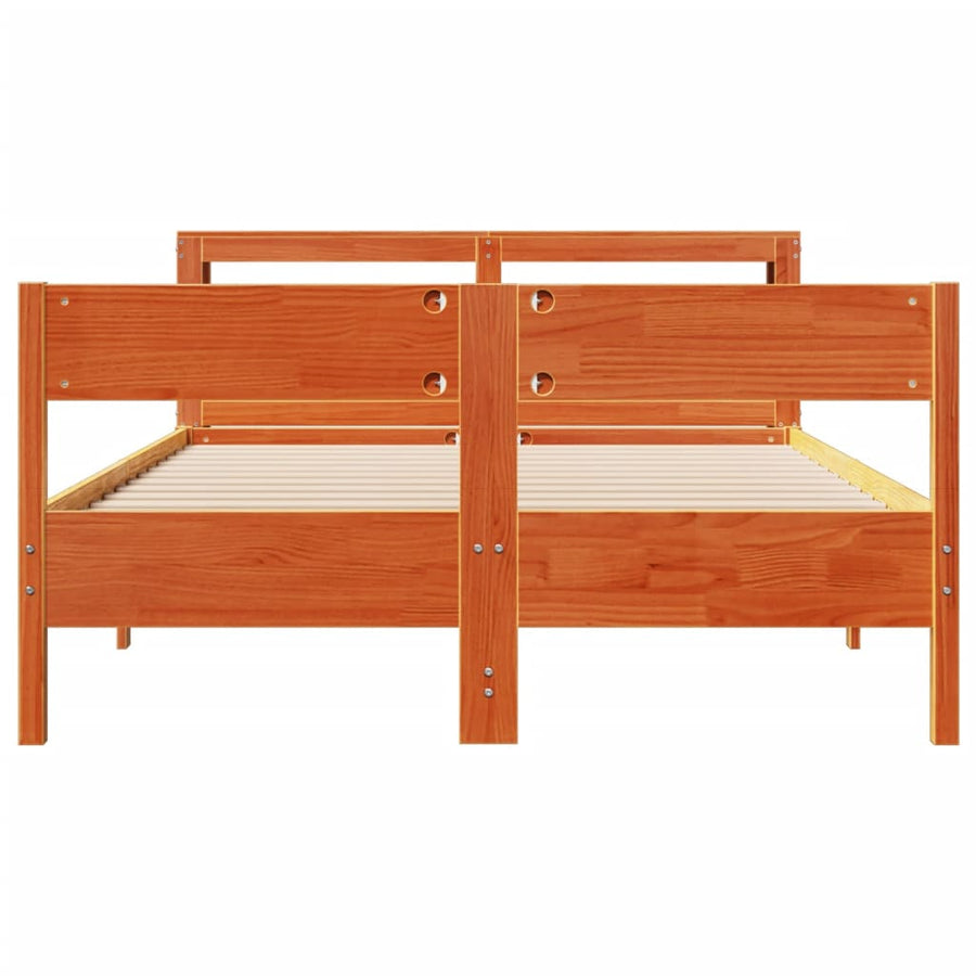 Bedframe zonder matras massief grenenhout wasbruin 150x200 cm