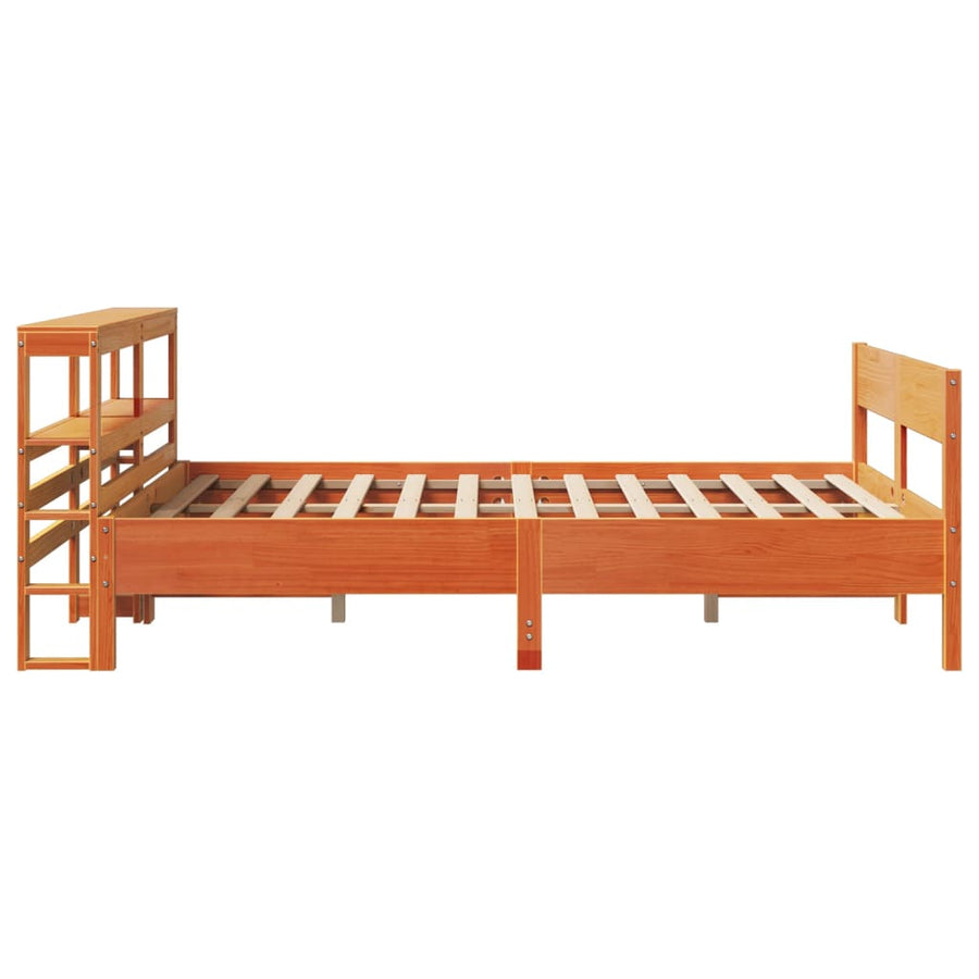 Bedframe zonder matras massief grenenhout wasbruin 150x200 cm