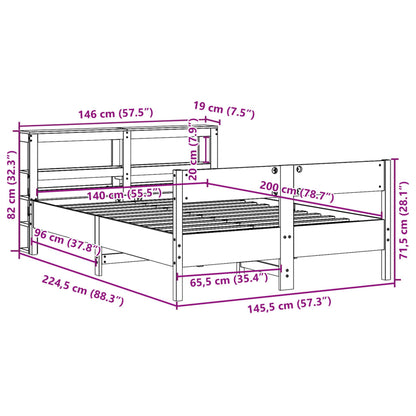 Bedframe zonder matras massief grenenhout 140x200 cm