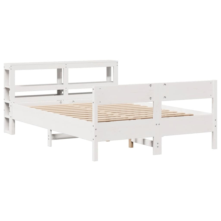 Bedframe zonder matras massief grenenhout wit 140x200 cm