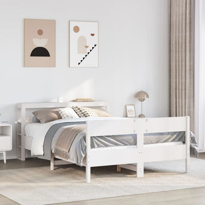 Bedframe zonder matras massief grenenhout wit 140x200 cm