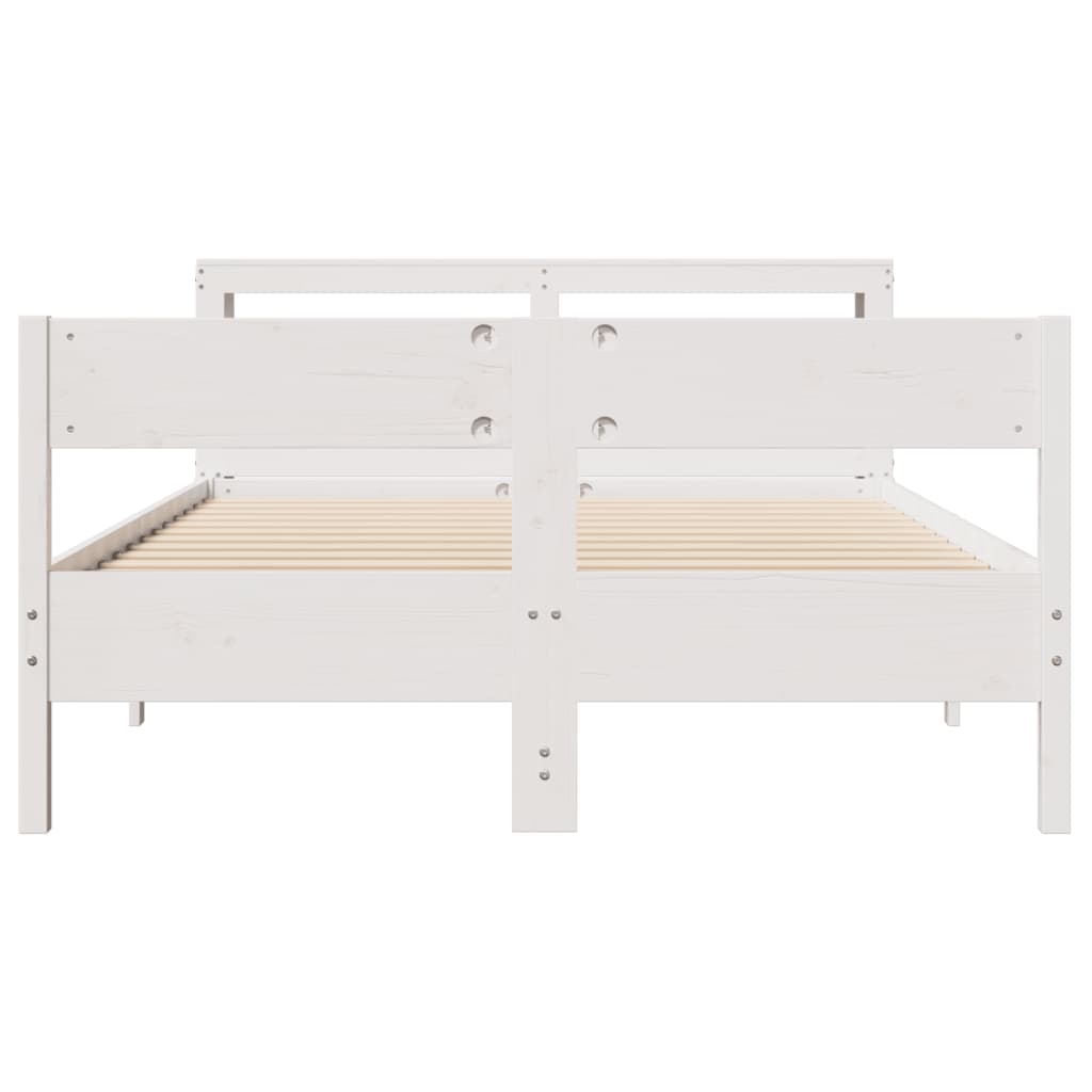 Bedframe zonder matras massief grenenhout wit 140x200 cm