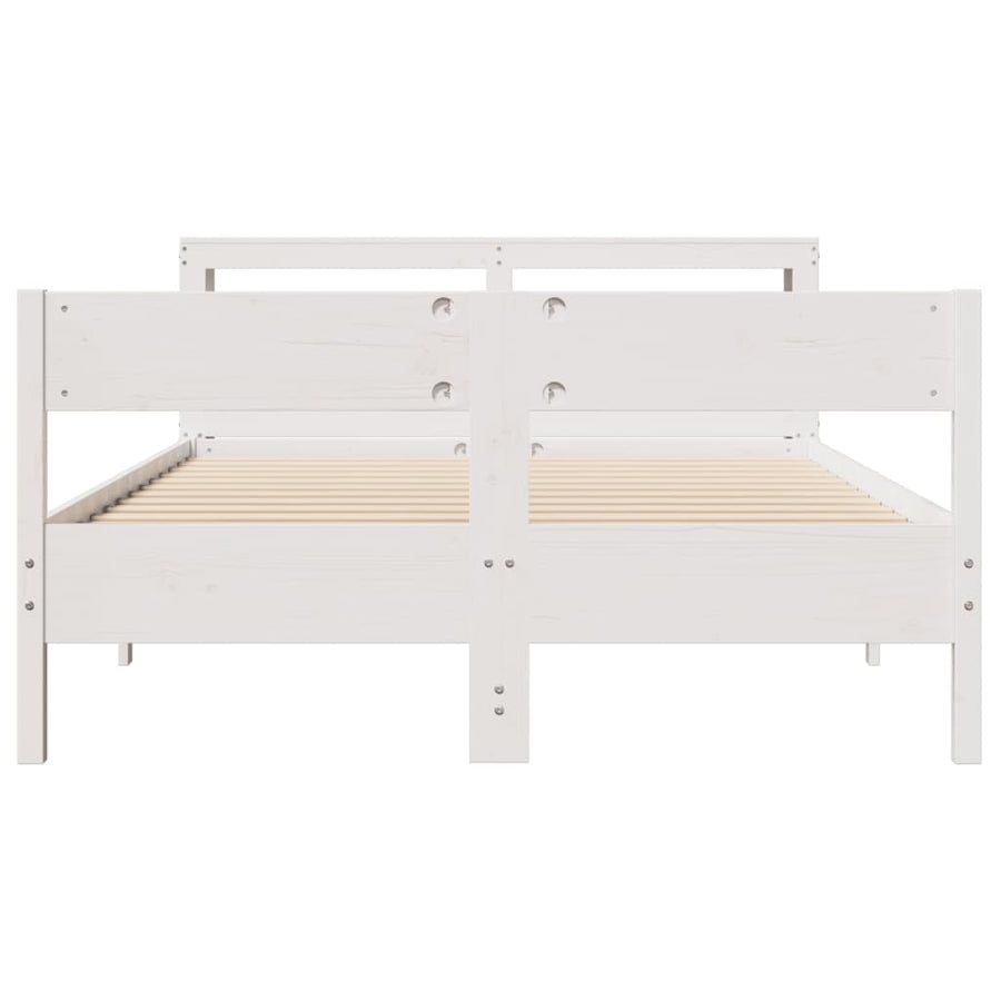 Bedframe zonder matras massief grenenhout wit 140x200 cm