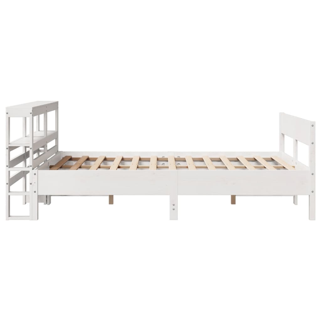 Bedframe zonder matras massief grenenhout wit 140x200 cm