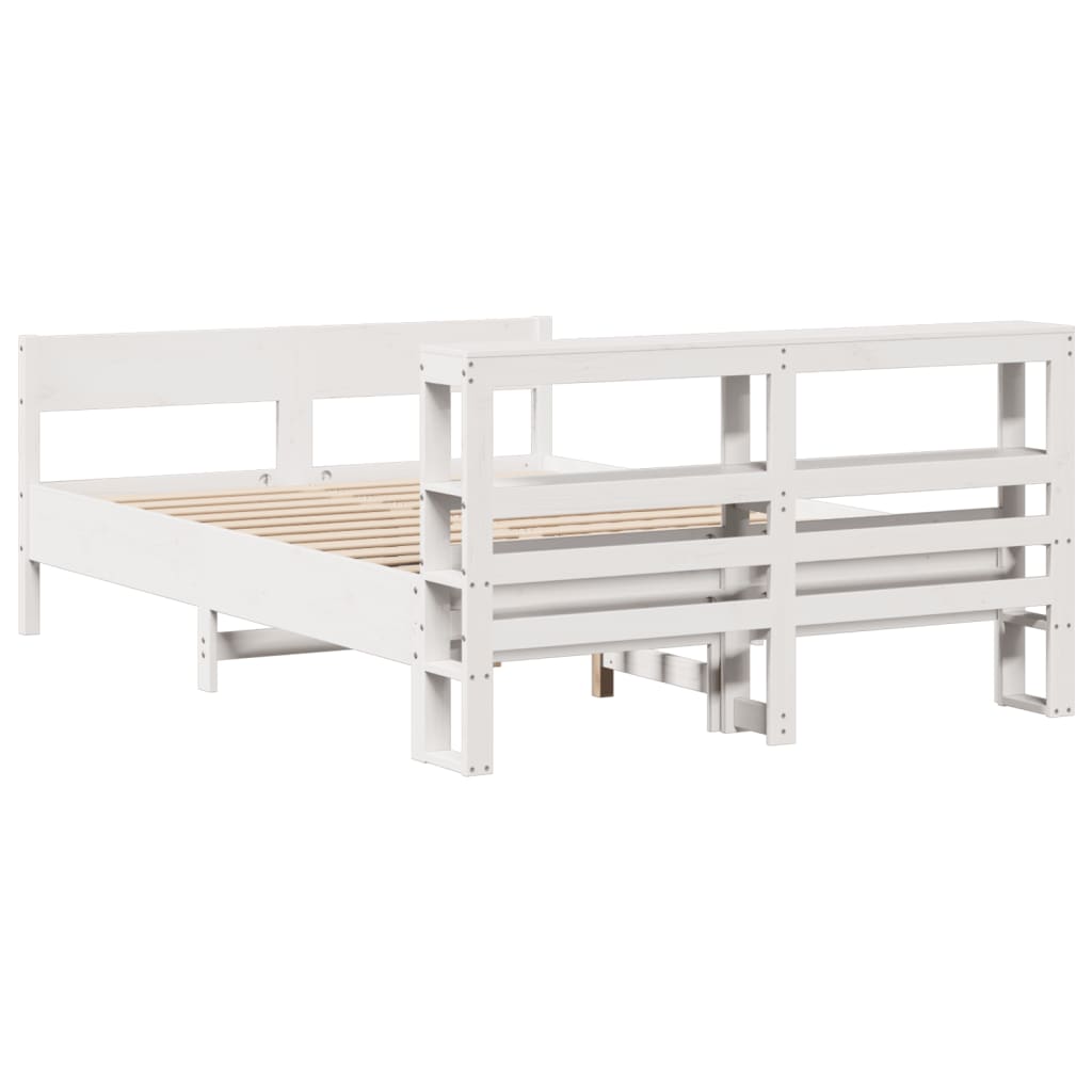 Bedframe zonder matras massief grenenhout wit 140x200 cm