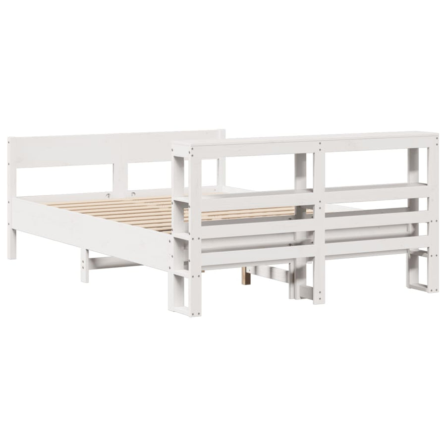 Bedframe zonder matras massief grenenhout wit 140x200 cm