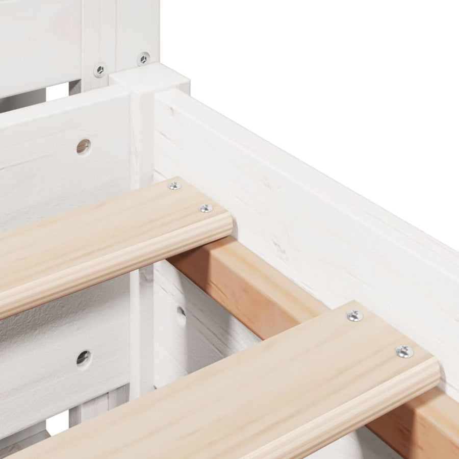 Bedframe zonder matras massief grenenhout wit 140x200 cm