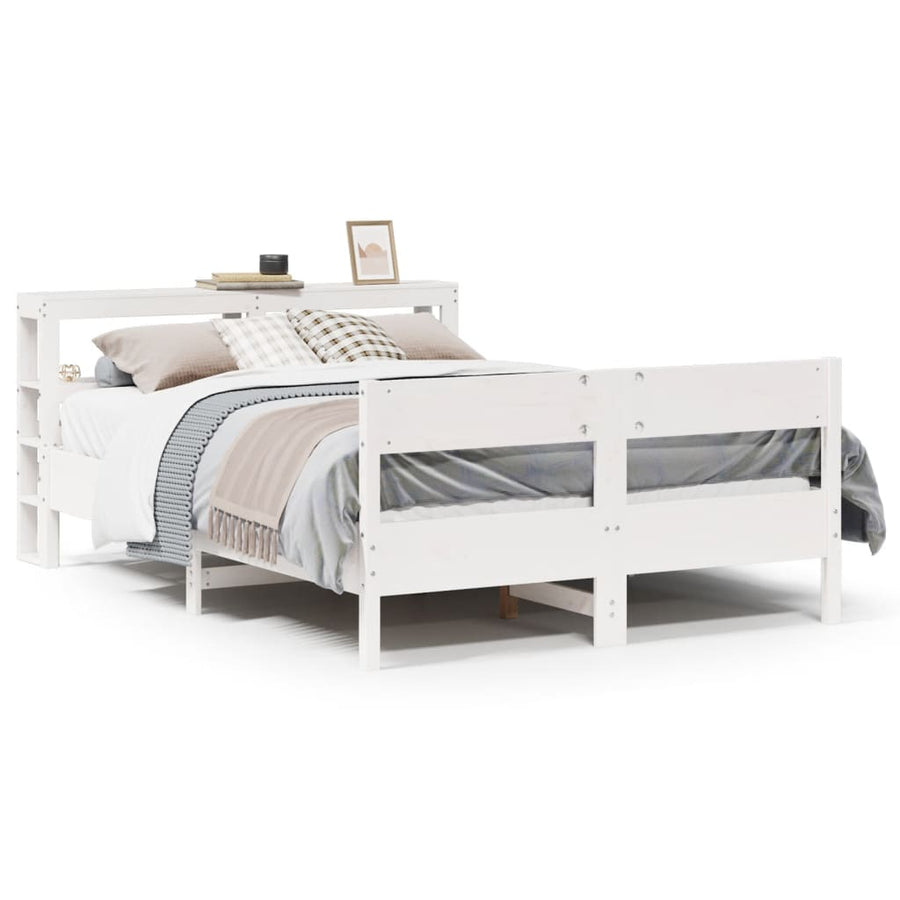 Bedframe zonder matras massief grenenhout wit 140x200 cm