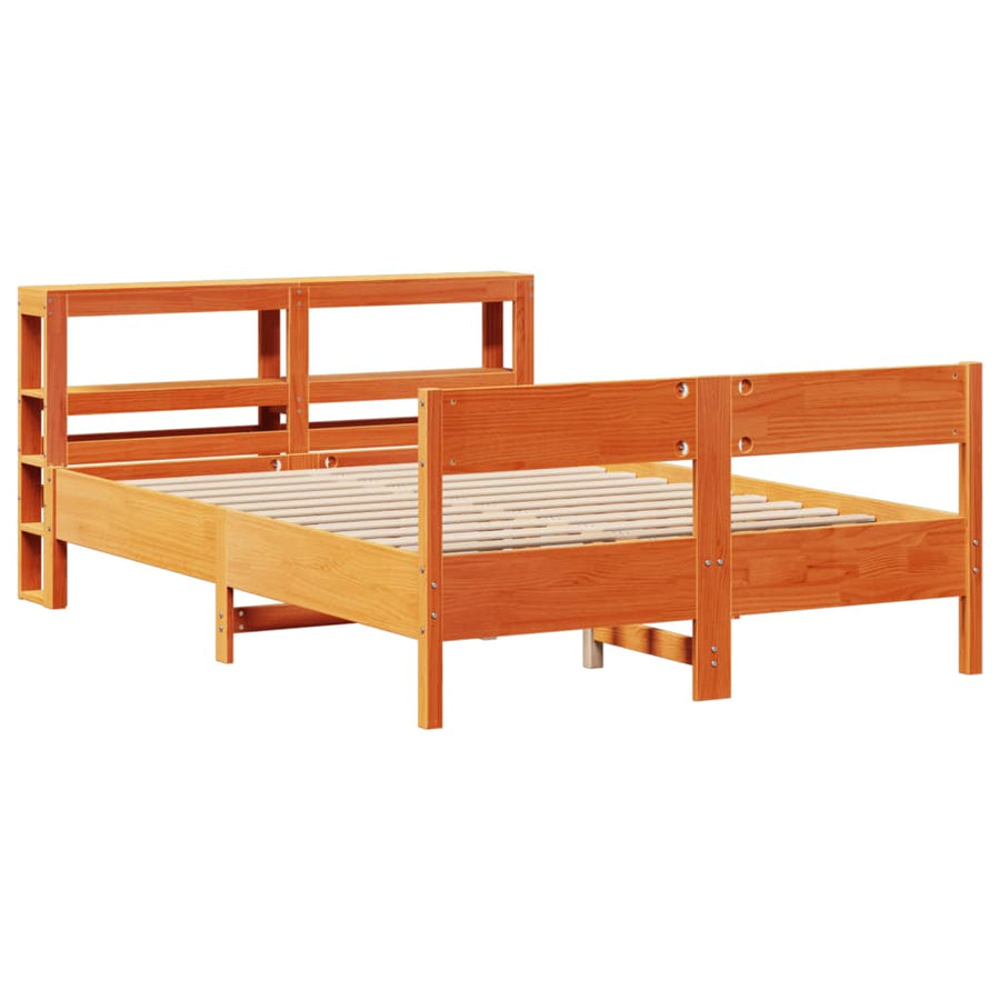 Bedframe zonder matras massief grenenhout wasbruin 140x200 cm