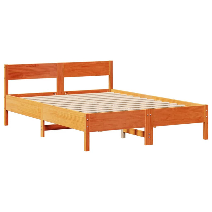 Bedframe zonder matras massief grenenhout wasbruin 140x200 cm