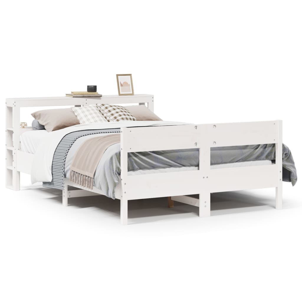 Bedframe zonder matras massief grenenhout wit 120x200 cm